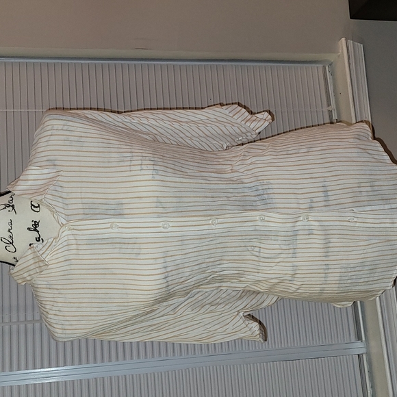 Primark WHITE & TAN Button Up 3/4 sleeve Blouse-Size 10 - Picture 6 of 6